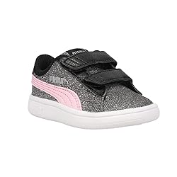 PUMA Kids Smash 2 Hook and Loop Sneaker, Black-Pink