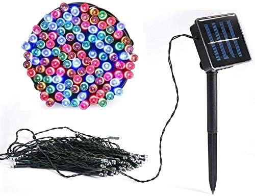 Vlio 8Modes Led Solar Power Fairy String Lights Outdoor Decorative Light 100 LEDs Waterproof IP44 with Light for Garden Home Wedding Party Christmas Halloween (100Leds RGB)