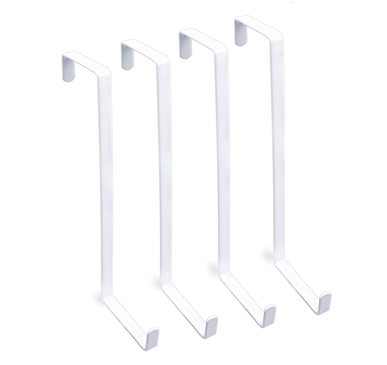 KOMUNJ 4 PCS Over The Door Hook Z-Shaped Reversible Door Hanger Hooks, Dual Head Single Over Door Hooks Fits 1.37inch and 1.81inch Door Widths for Hanging Towels, Clothes, Coats and More, White