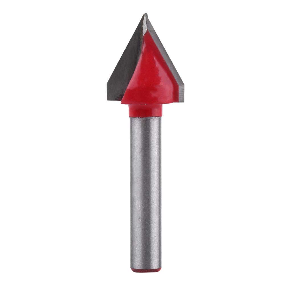 V-Groove Router Bit MASO 16mm × 60° Carbide Tipped 2-Flute V Type Grooving V-Groove Router Bit CNC Engraving 3D Wood Making Router with 6mm Shank Woodworking Cutting Tool