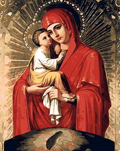 CUFUN Art Paint by Numbers Kit DIY Pre-Printed Canvas Oil Painting Gifts for Kids Adults Wall Decor without Frame 40x50cm Jesus