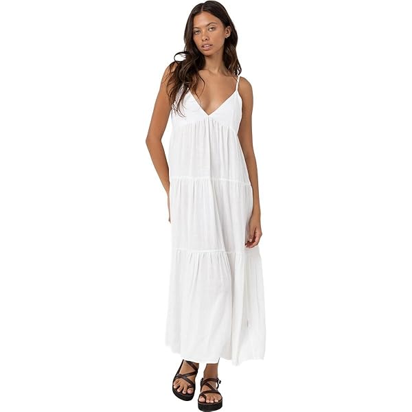 knee length dresses for ladies White Tiered Midi Dress – Barnberry Lane main image 0