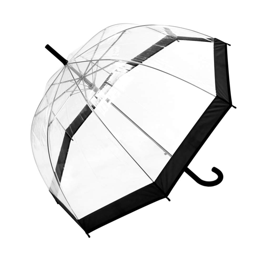 Smati Parapluie cloche transparent automatique - Bordure noire Stick umbrella, 90 cm, Black (Noir)