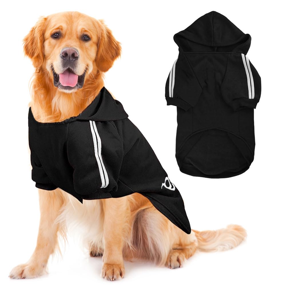 Voarge Dog Warm Hoodies Coat, Winter Clothing Large Dog, Button Design Dog Hoodie, Dog Jumper Large Dogs, Dog Coat (Black, 5XL) โ image 1