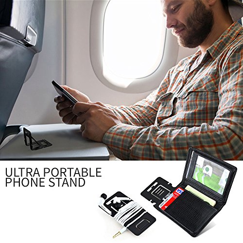 RED SHIELD Universal & Portable Phone Stand. Flexible, Foldable Credit Card Size. Perfect for Viewing Movies & Videos on Your Smartphone in Landscape. Works as Earphone, Earbud Cord Wrap Organizer. - Thumbnail 2