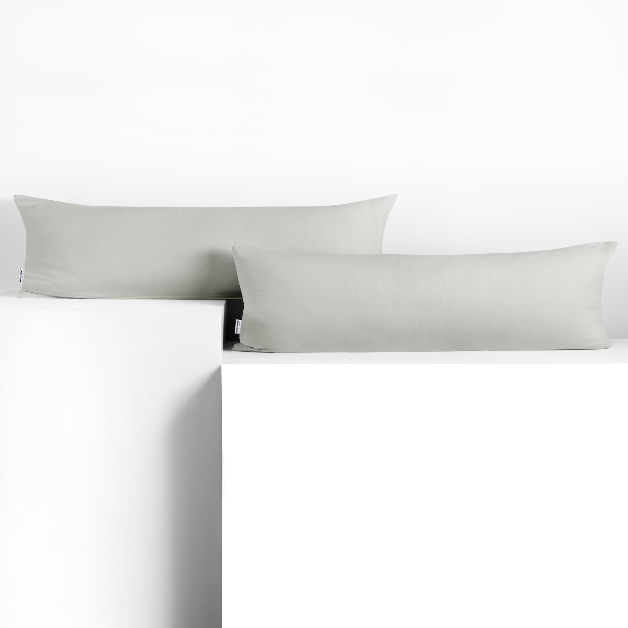 DecoKing 2 Pillowcases 20 x 120 cm Jersey 100% Combed Cotton Zip Silver Amber