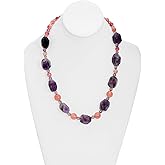 Gemstone Necklace Handmade One of a Kind Amethyst and Cherry Quartz Gemstones Necklace Art Jewelry