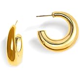 Sonateomber Chunky Open Hoop Earrings for Women, Trendy Thick Hollow Lightweight Huggie Hypoallergenic Earing Jewelry Gift.