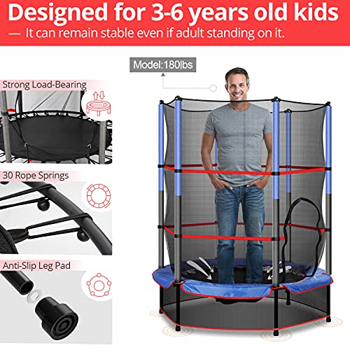 Trampoline for Kids 55 Inch with Enclosure Net Connected with Jumping Pad, Triple Tree Kids