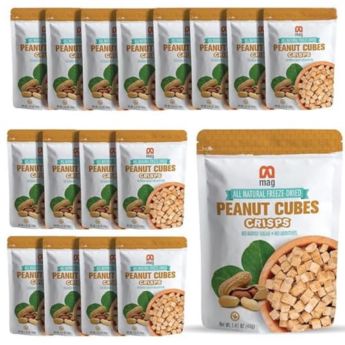 MAG FREEZE DRIED FRUIT CANDY NATURAL PEANUTS CHIPS FRESH AND DEHYDRATED UNSALTED NUTS CUBES FROZEN DRY HEALTY FOOD TRAVEL SNACKS GLUTEN FREE FOR MUESLI SMOOTHIE EXTRA 1 PACK GIFT PACK OF 6 1.41 OZ EACH