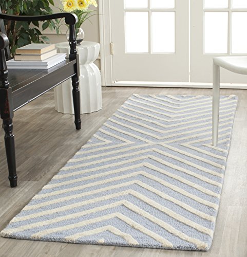 SAFAVIEH Cambridge Collection Runner Rug - 2'6" x 14', Light Blue & Ivory, Handmade Moroccan Wool, Ideal for High Traffic Areas in Living Room, Bedroom (CAM129A) at Amazon