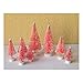 RSG Set of 8 Mini Pink Sisal Bottle Brush Christmas Trees ~ Snow Frost Village Putz
