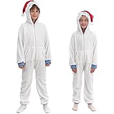 HSCTEK Fuzzy Teddy Fleece Child Snow Monster Onesies Costume with Hoodie
