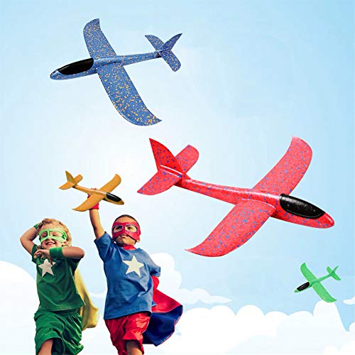 O-Toys 4 Pack Airplane Toy for Kids Throwing Foam Plane Set Large Indoor Outdoor Flying Toy for Boys Girls - Throw Planes Playing on Garden Beach Park (19 Inch)