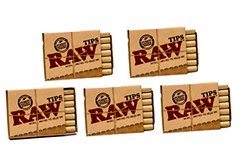 Raw Natural Unrefined Pre-Rolled Filter Tips 5 Pack (21 Per Box)