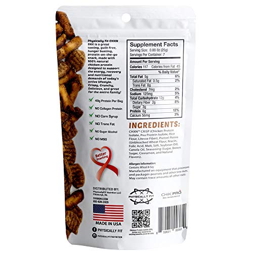 BARN DAD NUTRITION CHXNSNX CRISPY PROTEIN BITES CINNAMON SWIRL WITH PRETZEL PIECES 7 SERVINGS 42 GRAMS OF PROTEIN PER BAG, TAN, 6.16 OUNCE