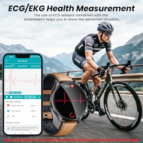 Smartwatch Men's Smart Watch with ECG:1.43 inch AMOLED Touch Screen Sports Smart Watch with Bluetooth Calls IP68 Waterproof Heart Rate Blood Pressure SPO2 Sleep for iOS Android