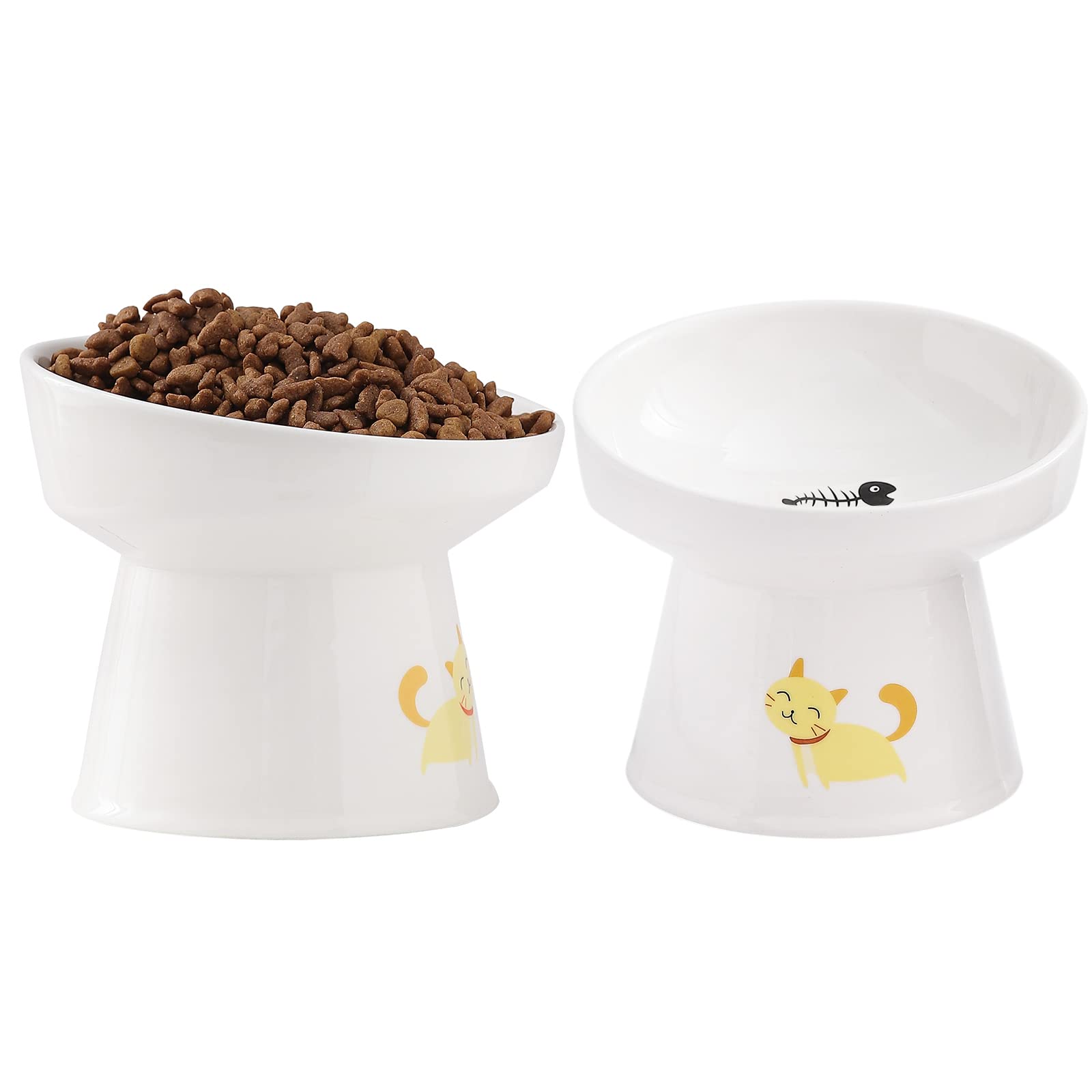 Photo 1 of **MAJOR DAMAGE**
AOMRYOM Elevated Tilted Cat Bowl Set, Ceramic Feeder Bowls for Cats and Small Dog, Porcelain Raised Pet Dish, Stress Free, White, Set of 2