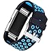 Maledan Replacement Sport Bands with Air Holes Compatible for Fitbit Charge 2, Black/Blue, Large