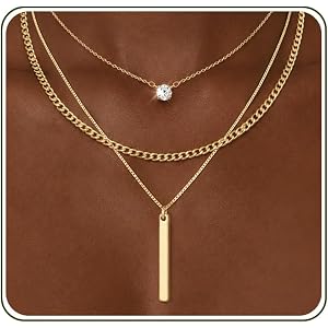 GUOKE Gold Necklace Stack, Layered Gold Necklaces for Women Jewelry Set | 14K Gold Plated, Separate Chains, Pendant, Dainty,