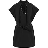 Boys Kids Renaissance Pirate T Shirts Viking Medieval Sleeveless Lace Up Costume Scottish Cotton Tank Tops