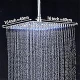 Bestyunyu LED Rainfall Shower 8/10/12/16/20 Inch Chrome Stainless Steel Shower Head Wall 16 inch