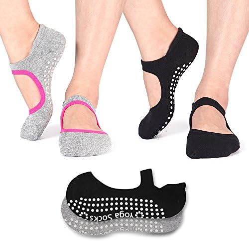 Yoga Socks Non Slip Skid Pilates Ballet Barre with Grips Cotton For Women Men