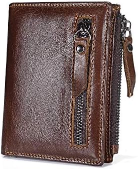 RFID Blocking Wallets for Men Leather Wallet with Zipper Coin Pocke Men's Wallets Credit Card Holder Purse (Light Brown)