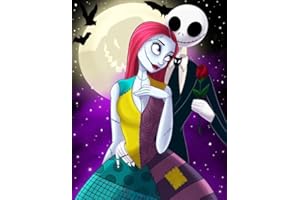 nekpiahu Jack and Sally DIY Diamond Art Kits for Adults,5D Diamond Painting for Adults,Full Drill Diamond Art Painting Kits for Home Wall Decor 12x16Inch