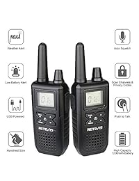 Retevis RT41 NOAA Walkie Talkies con auricular VOX 22 Ch 121 Códigos de privacidad 10 Alerta de llamada UHF LCD Recargable Radio bidireccional Walkie Talkie Adultos (paquete de 4)