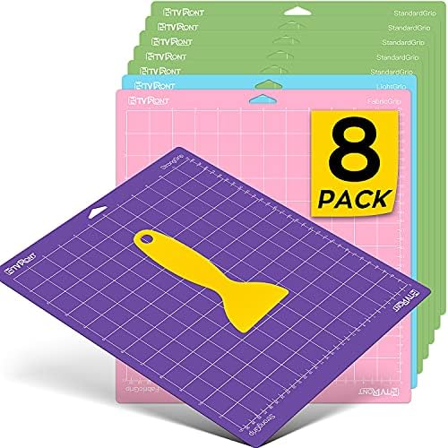 HTVRONT Cutting Mat for Cricut, 8 Pack Cutting Mat 12x12(StandardGrip