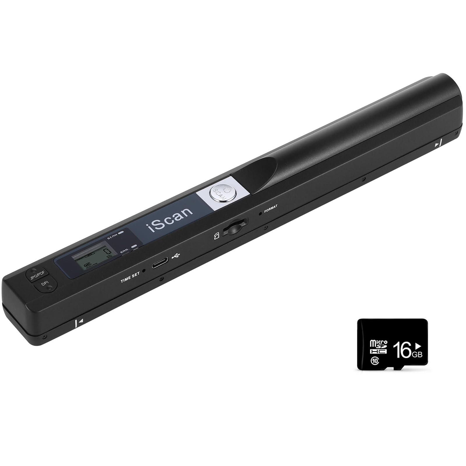 AOZBZ Portable Document Scanner, 900DPI Hand Held USB Image Scanner A4 Colour Photo Mobile Scanner Handy Scan (JPG/PDF Format, High Speed USB 2.0) (Scanner+16GTF Card)