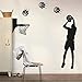 DNVEN DIY Vinyl Basketball Players Shot Silhouette with Basketballs and Basketry Handmade Wall Decals Stickers for Boy Rooms Kids Room