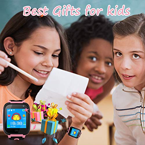 Kids Smart Watch Phone smartwatches for Children with LBS Tracker sim Card Anti-Lost sos Call Boys and Girls Birthday Compatible Android iOS Touch Screen Voice Chat Remote Camera