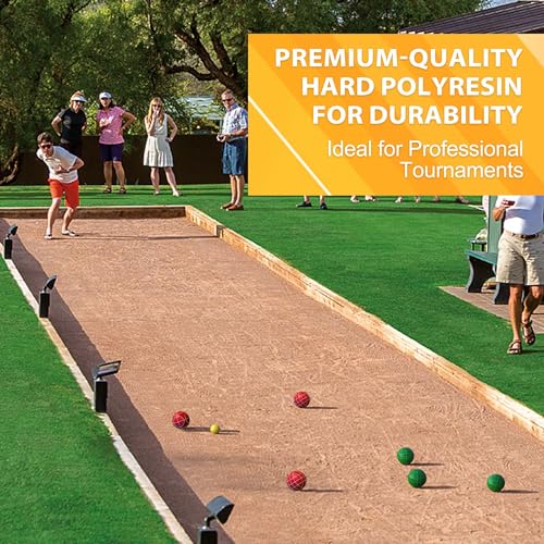JOLORLY Professional Grade 107mm Bocce Ball Game Set Regulation Size and Weight 920g for Official Tournaments (Red and Green)