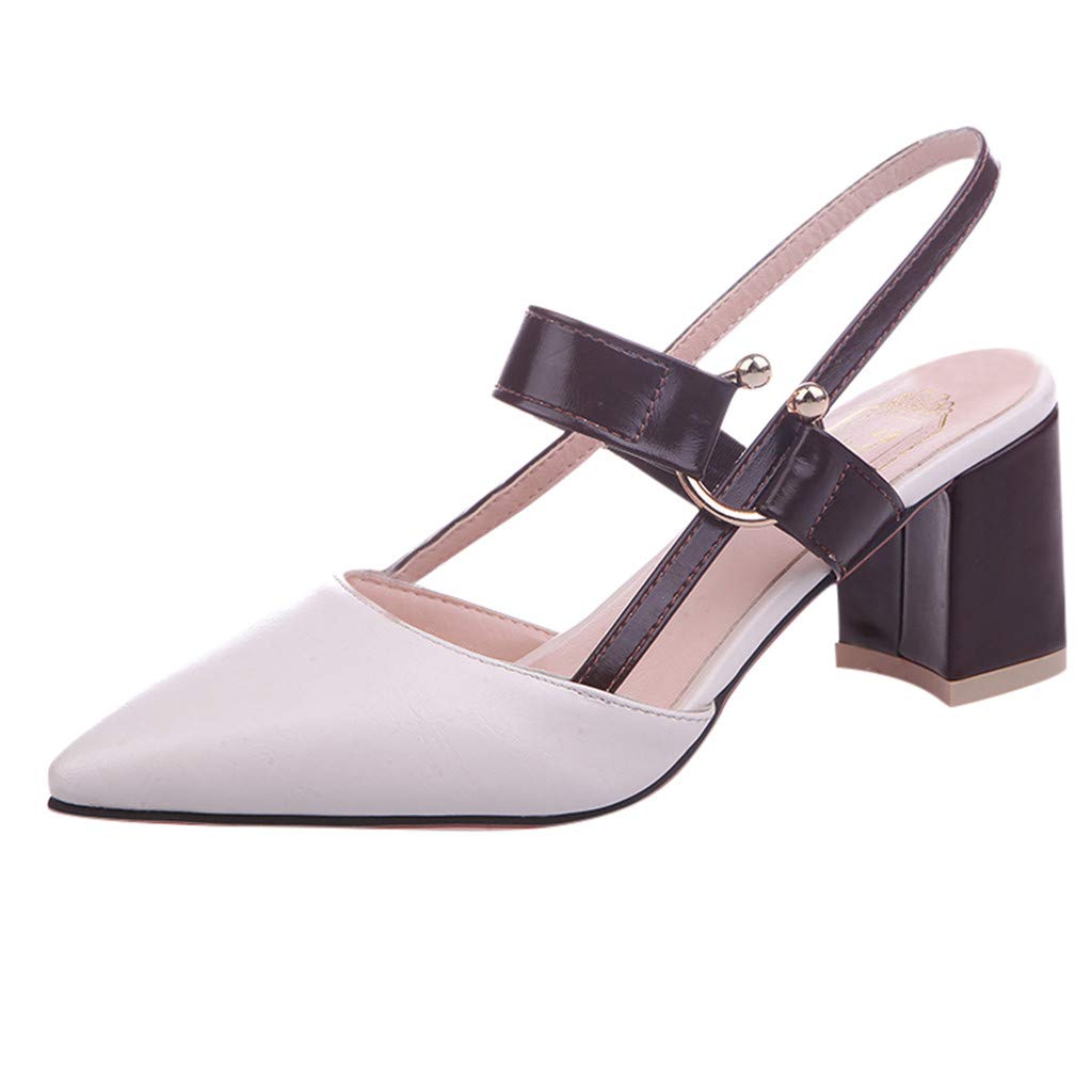 Pointed Toe Block Heel Slingback Dress Sandals for Women