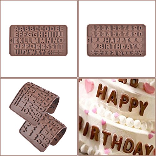 Prokitchen Letters Chocolate Molds, Silicone Number Tray Mold for Happy Birthday, Wedding and Valentine Day Fondant Cake Decoration, Set of 2 - Thumbnail 5