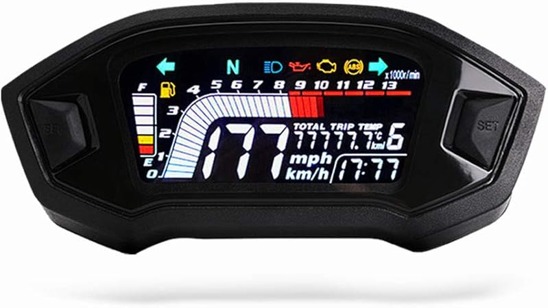 Amazon Al Mart バイク用 Lcd メーター タコメーター デジタル モニター スピードメーター 時計 油温計 走行距離 Ledバックライト 2気筒 4気筒 シリンダー バイク 汎用 タコメーター 車 バイク