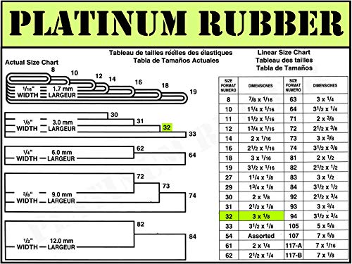Black High Heat UV Resistant #32 Platinum Crepe Rubber Band (3” x 1/8”) Premium Angler 200-210 Count (32-1/4lb)
