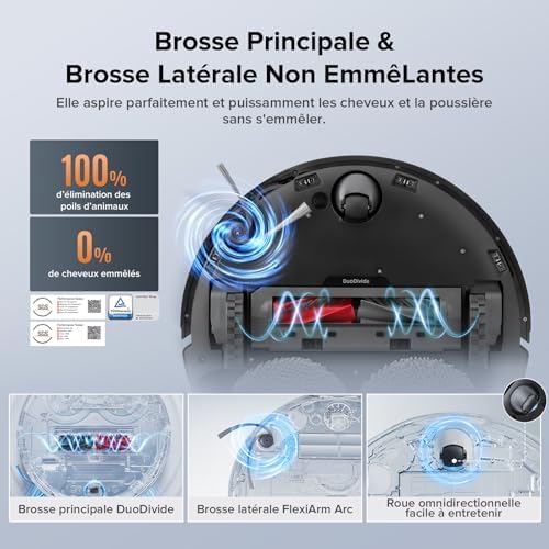 Qrevo Edge S5A Aspirateur Robot 18500 Pa, ChÃssis AdaptiLift