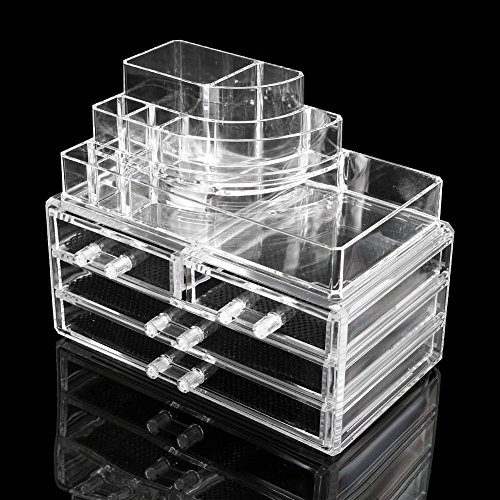 Gzyf 4 Drawer 8 Grid Clear Acrylic Stackable Cosmetic Makeup