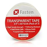 XFasten Crystal Clear Transparent Tape, 3/4-Inch by 60-Yard, 3 Inch Core, Pack of 3