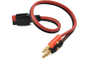 Adapter Cable for Connector to 4mm Banana, 30A Current Rating, 12AWG Wire, Red and Black, 30cm Length(60cm)