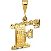 JewelryWeb 16mm 10k Solid Yellow Gold Letter Name Personalized Monogram Initial Pendant Necklace Pendant for Women