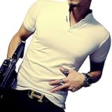 8sanlione Mens Slim Fit V-neck Tee Short-Sleeve/Long Sleeve Polo Casual T- Shirts