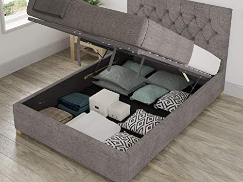 Aspire Beds Marble Fabric Ottoman Storage Bed Chenille in Silver Single (3ft) made in UK