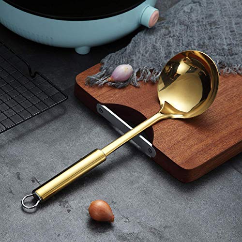 Berglander Cooking Ladle, Stainless Steel Gold Soup Ladle Soup Spoon