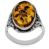 Sterling Silver Baltic Amber Oval Classic Ring
