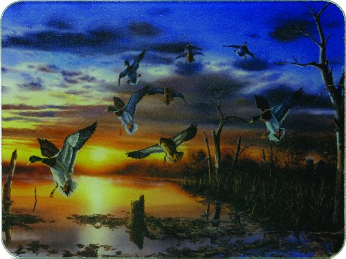 River's Edge Tempered Glass Cutting Board with Image of Ducks Preparing to Land at Sunset in a Marsh (Ducks, 16-Inchx12-Inchx.5-Inch) - Thumbnail 2