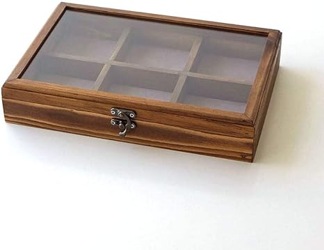 Amazon コレクションボックス 木製 ショーケース コレクションケース 卓上 アクセサリーケース 小物入れ ふた付き 収納ケース 仕切り 格子 コレクションボックス Cle08 ジュエリー収納 オンライン通販